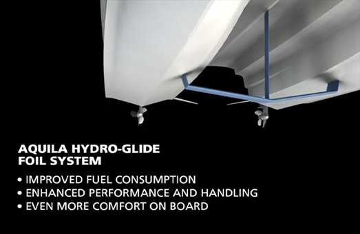 Aquila Hydro-Glide Foil System provides improved fuel consumption, enhanced performance and handling, and even more comfort on board