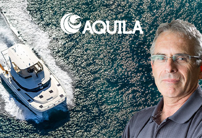 An Aquila power catamaran with Aquila president Lex Raas