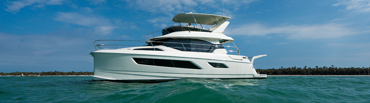 Aquila 44 Power Catamaran viewed from in the water